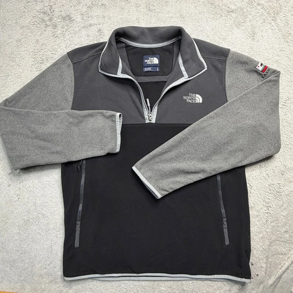 The North Face Mens Quarter Zip Fleece Lake Tahoe California Patch Gray Black L